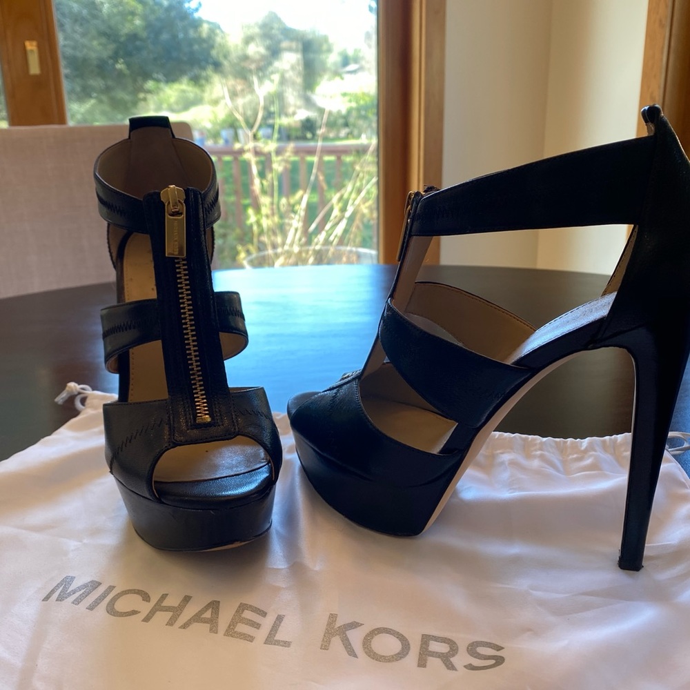 Michael Kors black strappy heels size 8